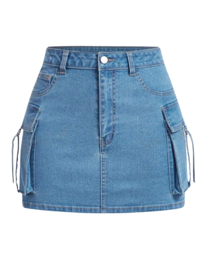 Classic High-Waisted Denim Skirt - Blue