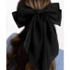Elegant Satin Bow Hair Clip-Black