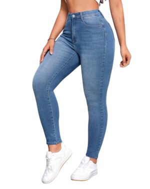 High-Rise Light Blue Skinny Jeans for Women