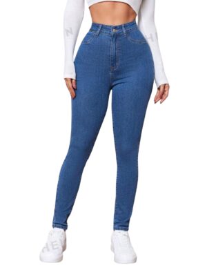 High-Rise Blue Skinny Jeans for Women