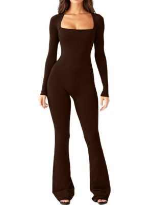 Coffee - (Long-Sleeve Jumpsuit )