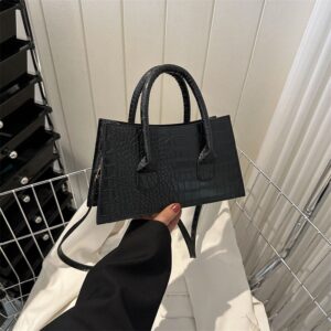 Black-Crocodile Print Bag