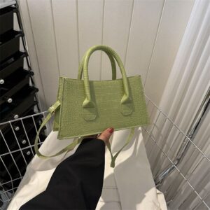 Light Green-Crocodile Print Bag