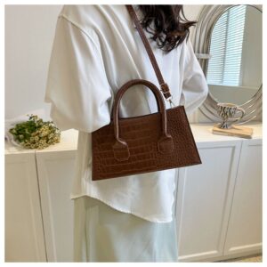 Coffee Brown-Crocodile Print Bag